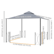 Load image into Gallery viewer, Elegant 4x3.35m Metal Gazebo with Dual Roof, Privacy Curtains &amp; Bug Netting
