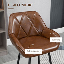 Load image into Gallery viewer, Retro Chic Bar Stools - Set of 2 Stylish Faux Leather Chairs with Steel Frames
