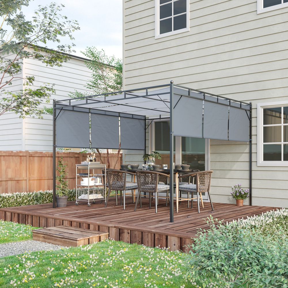 Outsunny 3x3m Steel Pergola with Retractable Canopy - Outdoor Bliss Awaits!