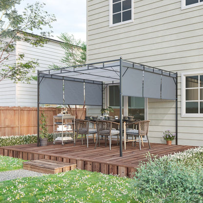 Outsunny 3x3m Steel Pergola with Retractable Canopy - Outdoor Bliss Awaits!