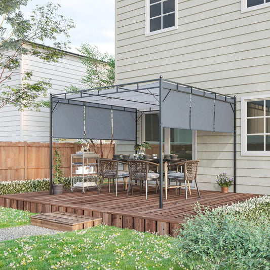 Outsunny 3x3m Steel Pergola with Retractable Canopy - Outdoor Bliss Awaits!