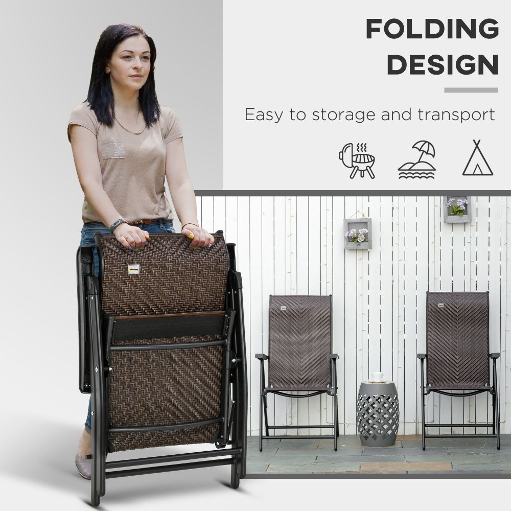 Set of 2 Adjustable Outdoor Rattan Chairs - Durable & Stylish for Patio Dining