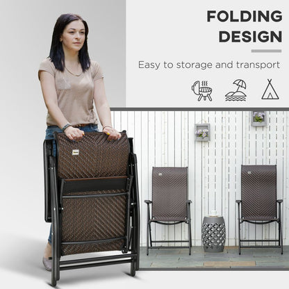 Set of 2 Adjustable Outdoor Rattan Chairs - Durable & Stylish for Patio Dining