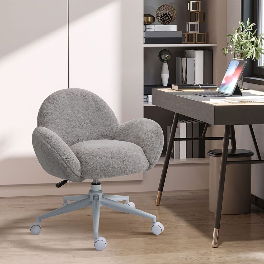 Cozy Cloud Office Chair: Plush Support with Swivel & Adjustable Height - Grey