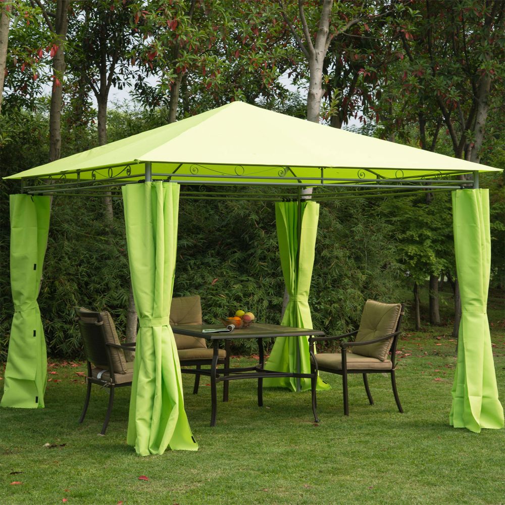 Lemon Green 3m x 3m Metal Gazebo with Sidewalls - Perfect for Outdoor Gatherings!