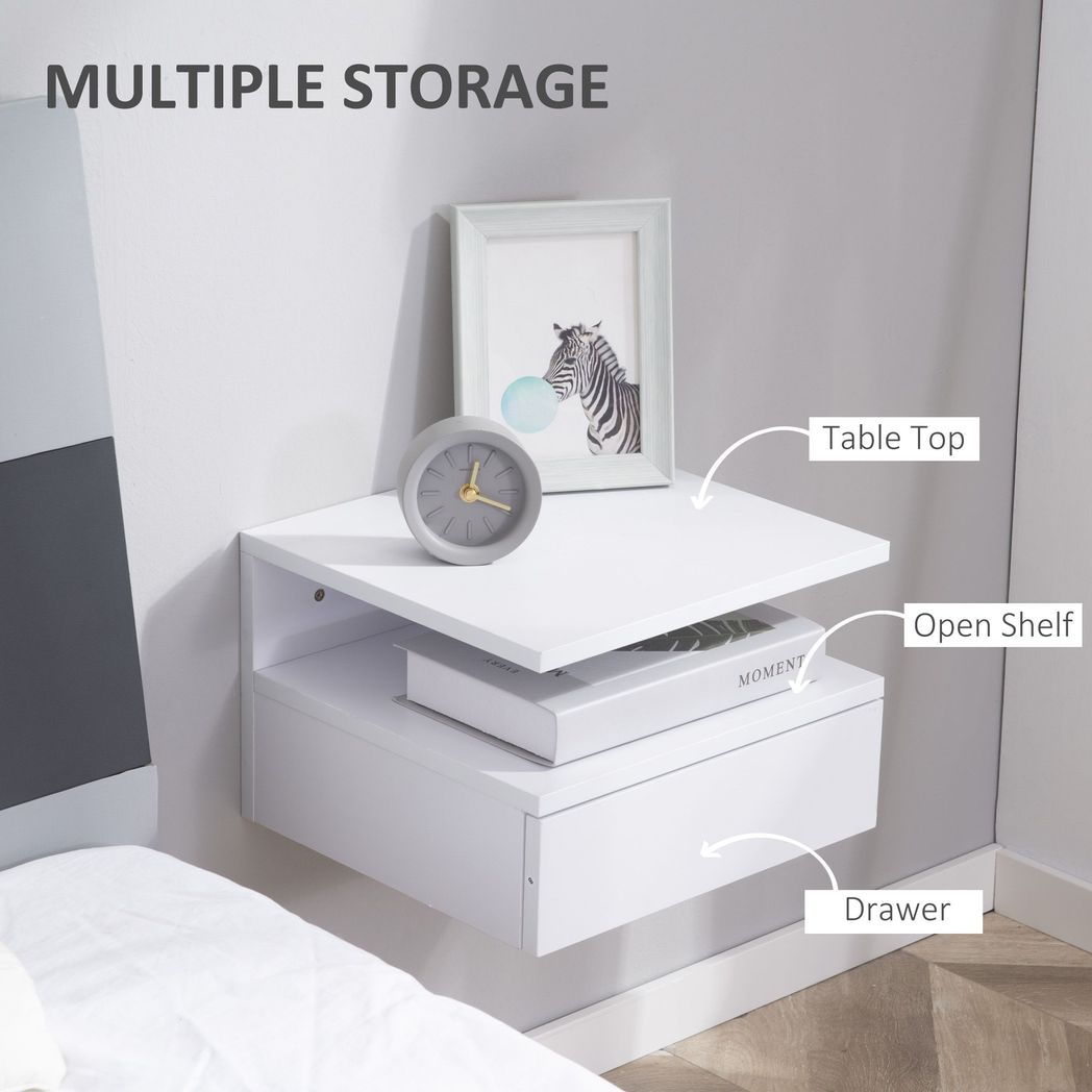Elevate Your Space: HOMCOM Floating Nightstand Set with Drawer & Shelf