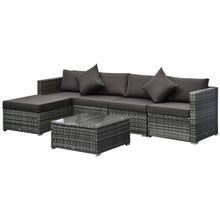 Load image into Gallery viewer, Elegant 6-Piece Outdoor Rattan Sofa Set with Cushion &amp; Glass Top Table
