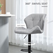 Load image into Gallery viewer, Set of 2 Elegant Velvet Bar Stools with Sturdy Metal Base - Grey Chic Design
