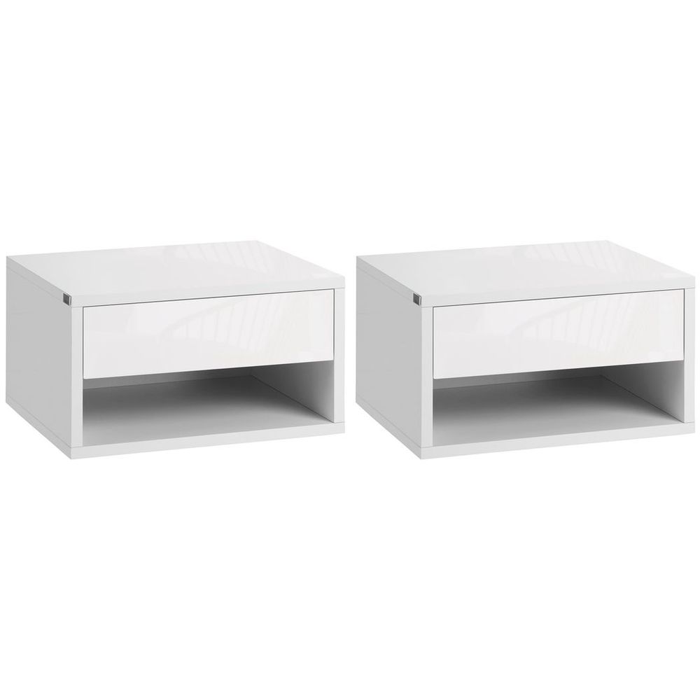 Dual Floating Bedside Tables with Drawers - Space-Saving Wall-Mounted Design