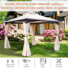 Load image into Gallery viewer, Elegant 10&#39; x 10&#39; Outdoor Gazebo with 2-Tier Roof &amp; Mesh Sidewalls
