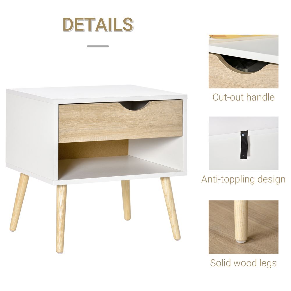 Modern Bedside Table with Drawer & Shelf - Stylish Nightstand Solution