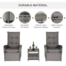 Load image into Gallery viewer, Luxury 3-Piece Rattan Chaise Lounge Set with Cushions - Grey Outdoor Comfort
