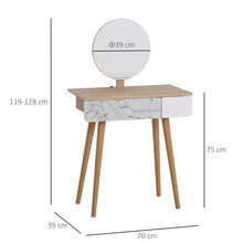 Load image into Gallery viewer, Nordic Elegance Wooden Dressing Table with Round Mirror &amp; Spacious Drawer

