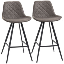 Load image into Gallery viewer, Vintage Duo: Dark Grey PU Leather Bar Stools with Steel Frame - Set of 2
