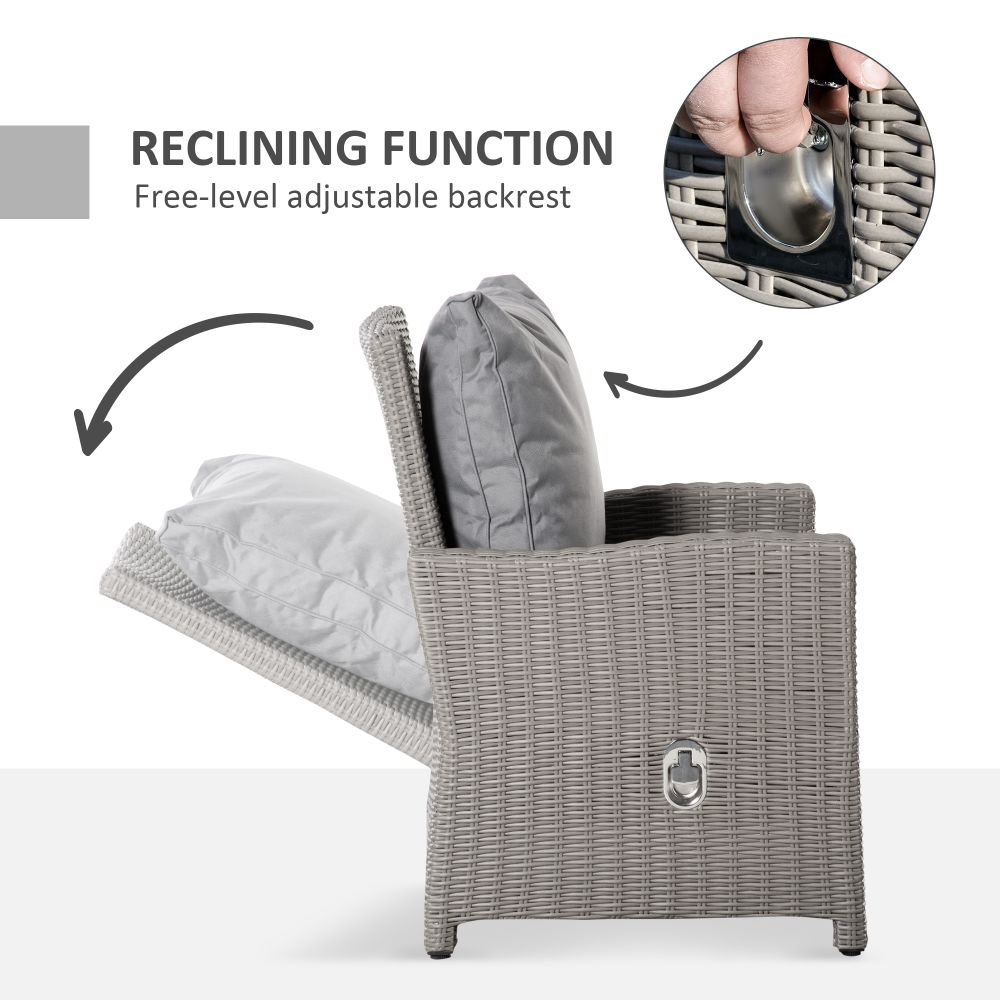 Cozy 2-Seater Rattan Patio Set with Reclining Chairs & Cooler Table