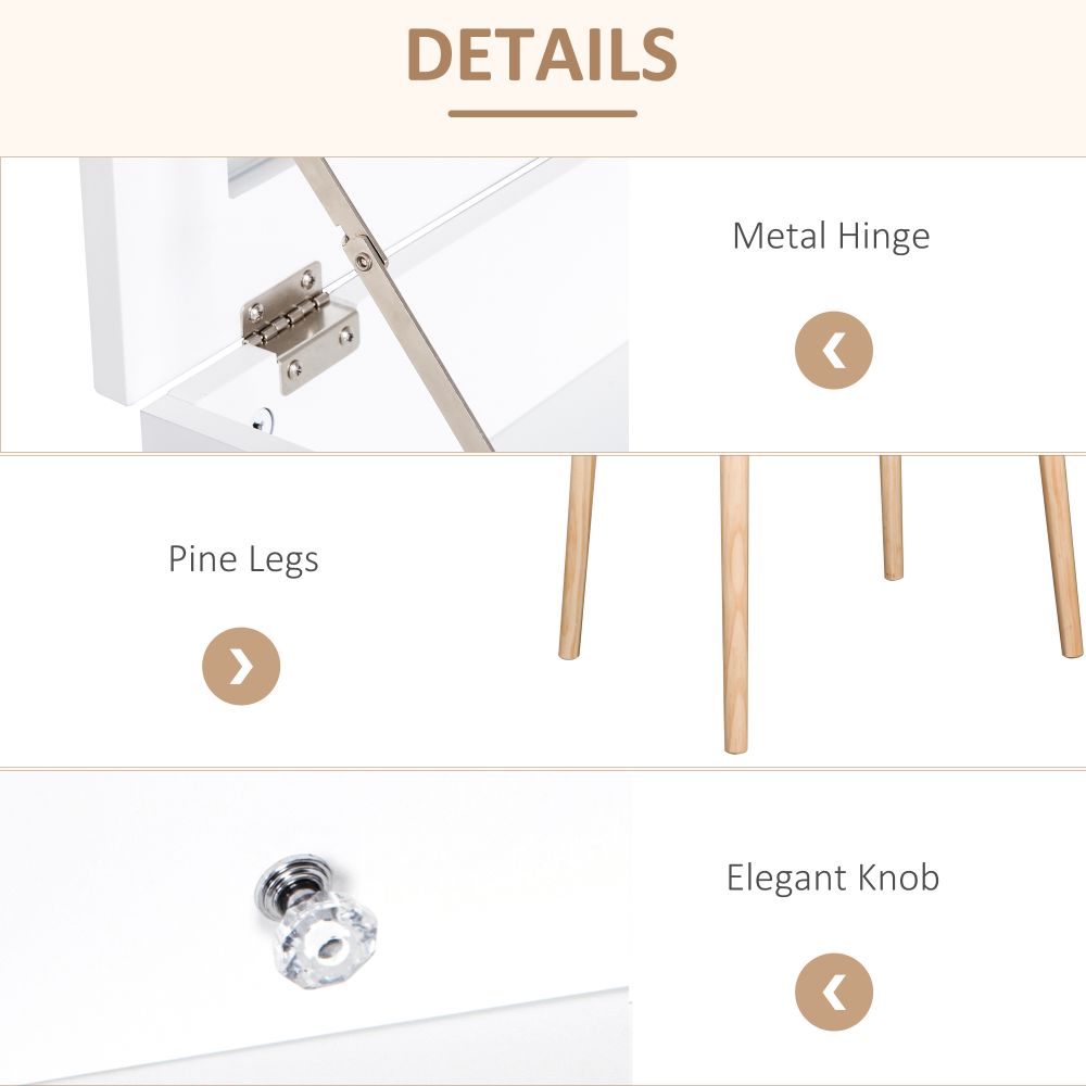 Dressing Table Desk Flip-up Mirror 2 Drawers Bedroom Makeup White HOMCOM