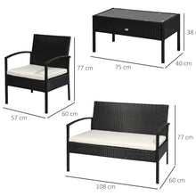 Load image into Gallery viewer, Elegant 4-Seater Rattan Garden Sofa Set with Cushions &amp; Glass Table
