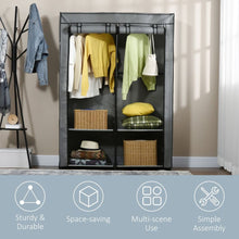 Load image into Gallery viewer, Versatile Portable Fabric Wardrobe with Shelves &amp; Hanging Rails - Light Grey
