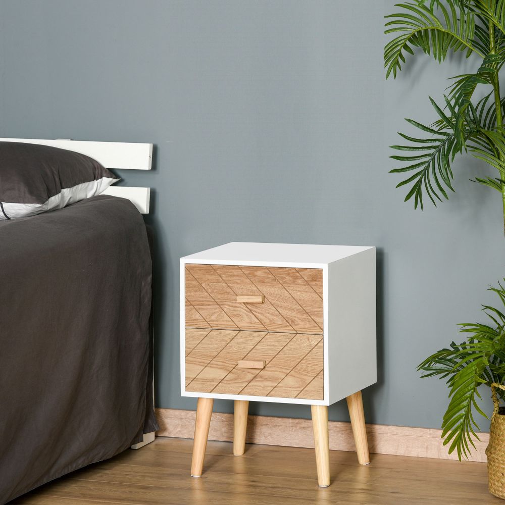 Scandinavian Elegance: 2-Drawer Wooden Side Cabinet for Smart Storage