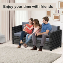 Load image into Gallery viewer, Cozy 3-Seater Weather-Resistant Grey Rattan Outdoor Sofa - Perfect for Patio Bliss!
