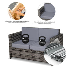 Load image into Gallery viewer, Luxurious 2-Seater Grey Wicker Outdoor Sofa - Weather Resistant Comfort
