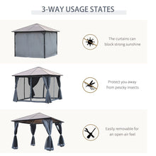 Load image into Gallery viewer, Stylish 3x4m Aluminium Gazebo with Hardtop Roof &amp; Mesh Curtains - Grey
