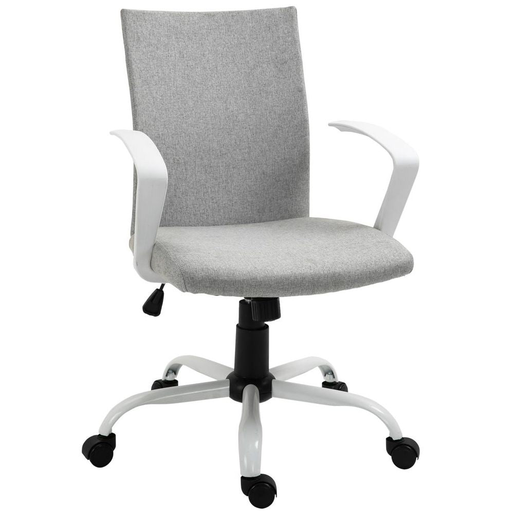 Light Grey Ergonomic Swivel Desk Chair - Adjustable Comfort for Home & Office