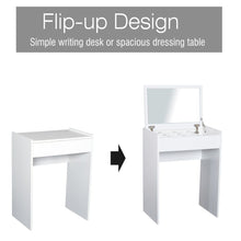 Load image into Gallery viewer, Elegant White Dressing Table Set with Padded Stool &amp; Flip-Up Mirror
