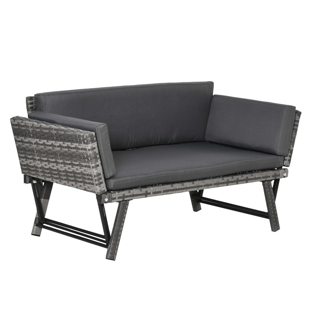 Convertible Rattan Daybed Sofa with Cushions - Perfect for Outdoor Relaxation