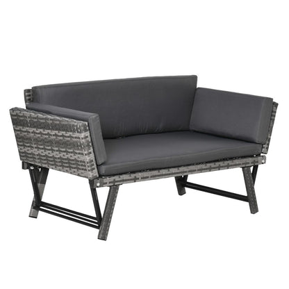 Convertible Rattan Daybed Sofa with Cushions - Perfect for Outdoor Relaxation
