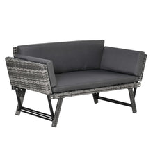 Load image into Gallery viewer, Convertible Rattan Daybed Sofa with Cushions - Perfect for Outdoor Relaxation
