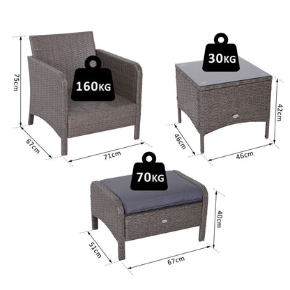 Stylish 5-Piece Grey Rattan Furniture Set with Steel Frame & Cushions