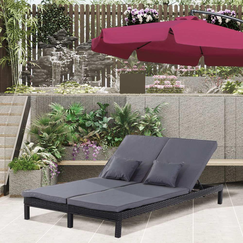 Adjustable Black Rattan Lounger Set - Ultimate Comfort for Sun-soaked Bliss