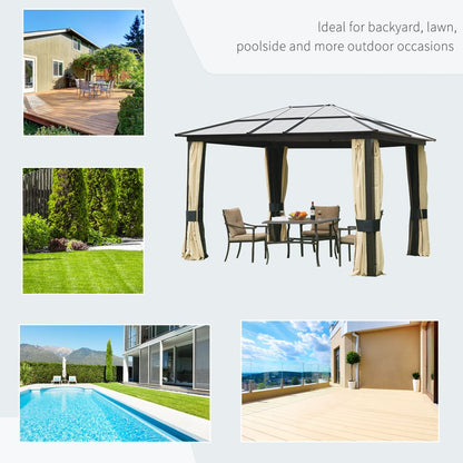 Elegant 3x3.6m Brown/Beige Garden Party Gazebo with UV Resistant Roof