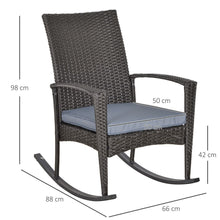 Load image into Gallery viewer, Outsunny Modern PE Rattan Outdoor Rocking Chair with Cushion - Grey Elegance
