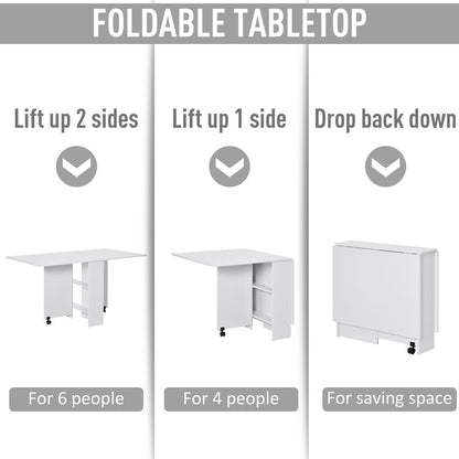 Versatile Folding Mobile Dining Table with Storage & Wheels - Space-Saving Design
