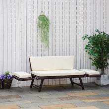Load image into Gallery viewer, Outsunny 2-in-1 Rattan Convertible Sofa Daybed – Stylish Outdoor Relaxation
