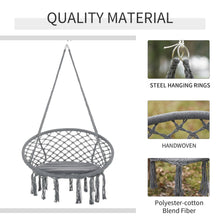 Load image into Gallery viewer, Cozy Bohemian Macrame Swing Chair with Padded Cushion &amp; Stylish Tassels - Grey
