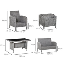 Load image into Gallery viewer, Stylish 6-Piece Rattan Patio Dining Set with Tempered Glass Table - All Weather
