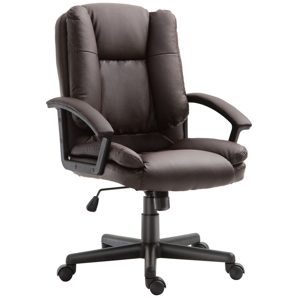 Brown PU Leather Swivel Executive Office Chair with Armrests - HOMCOM