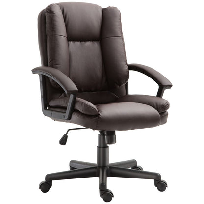 Brown PU Leather Swivel Executive Office Chair with Armrests - HOMCOM