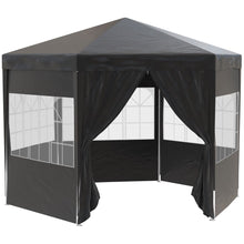 Load image into Gallery viewer, Outsunny 3.9m Hexagon Gazebo Canopy with 6 Removable Side Walls – Black
