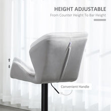 Load image into Gallery viewer, Set of 2 Elegant Velvet Bar Stools with Sturdy Metal Base - Grey Chic Design

