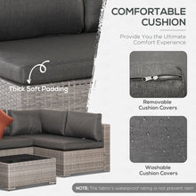 Load image into Gallery viewer, Modern 6-Seater Grey Rattan Patio Sofa Set with Tempered Glass Table
