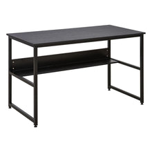 Load image into Gallery viewer, Stylish 2-Tier Black Writing Desk with Metal Frame &amp; Storage Shelves
