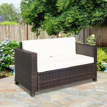 Load image into Gallery viewer, Outsunny Cozy 2-Seater Outdoor Sofa with Thick Cushions &amp; Rattan Table
