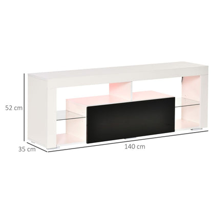 HOMCOM 140cm High Gloss TV Stand with RGB LED Lighting & Ample Storage