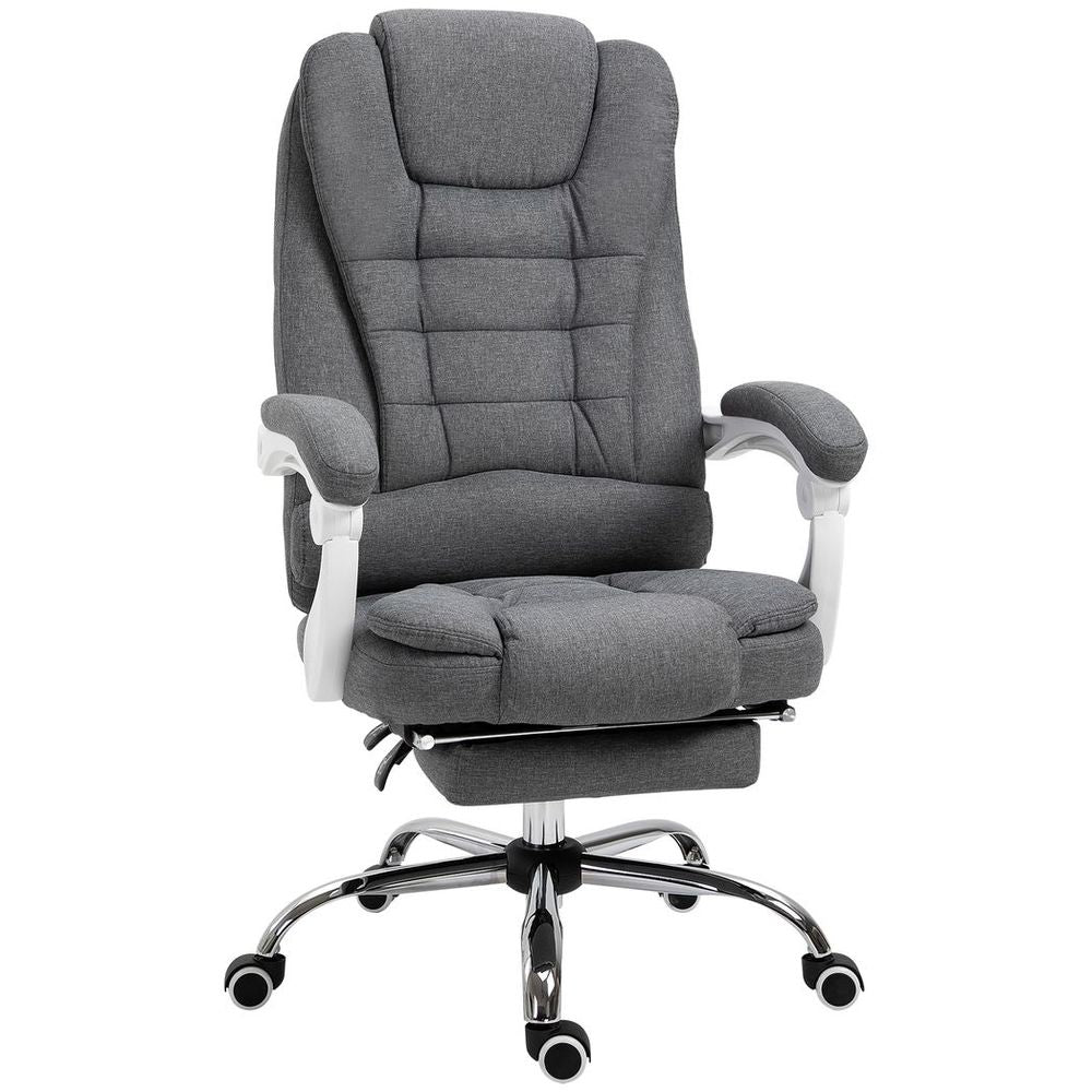 Vinsetto Grey Home Office Chair: Adjustable Swivel Recliner with Footrest