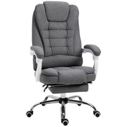 Vinsetto Grey Home Office Chair: Adjustable Swivel Recliner with Footrest