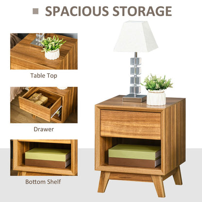 Stylish HOMCOM Bedside Table with Drawer & Shelf - Perfect Bedroom Organizer